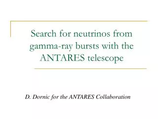 Search for neutrinos from gamma-ray bursts with the ANTARES telescope