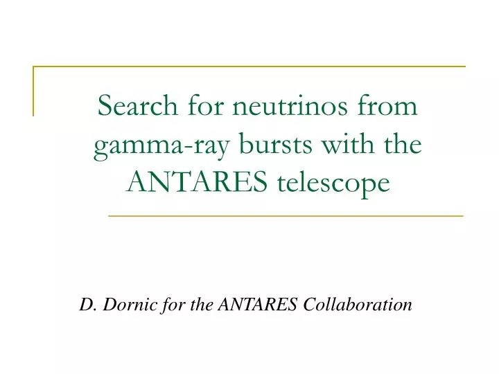 search for neutrinos from gamma ray bursts with the antares telescope