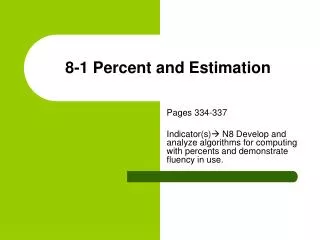 8-1 Percent and Estimation