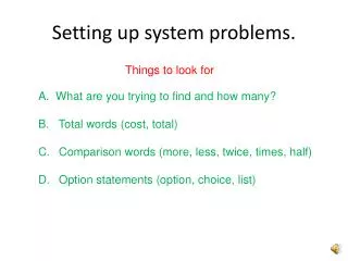 Setting up system problems.