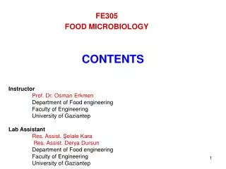 FE305 FOOD MICROBIOLOGY