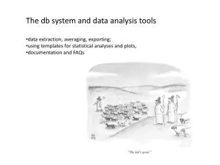 The db system and data analysis tools data extraction, averaging , exporting;