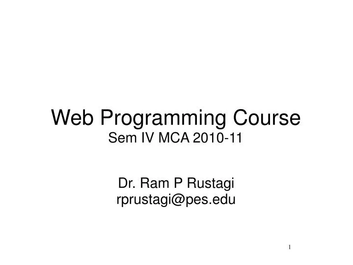 web programming course sem iv mca 2010 11