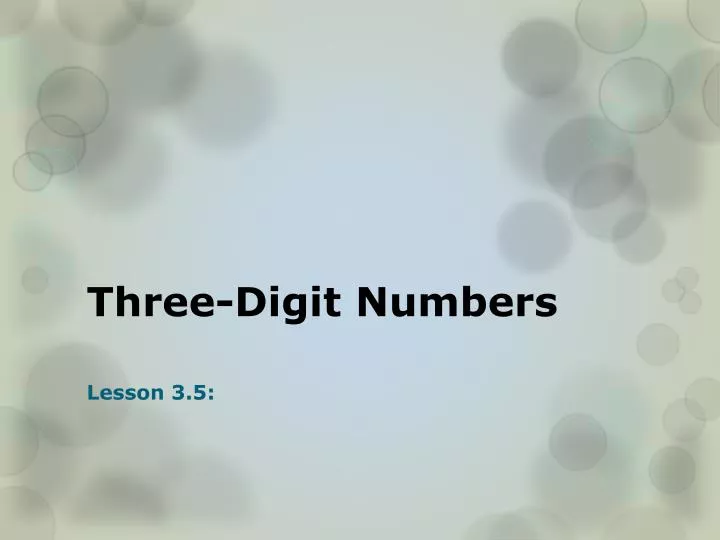 three digit numbers