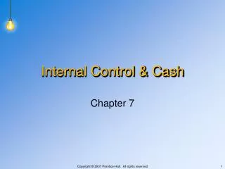 Internal Control &amp; Cash