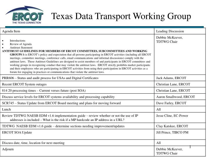 texas data transport working group