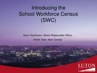 Introducing the School Workforce Census (SWC)