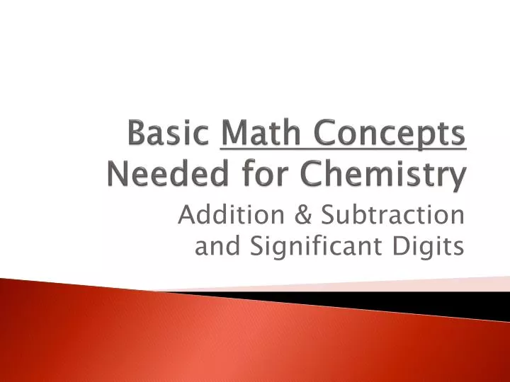 basic math concepts needed for chemistry