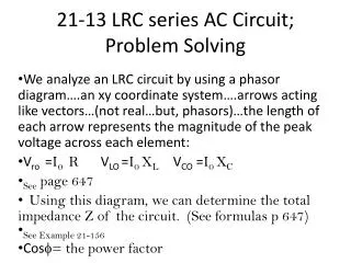 21-13 LRC series AC Circuit; Problem Solving