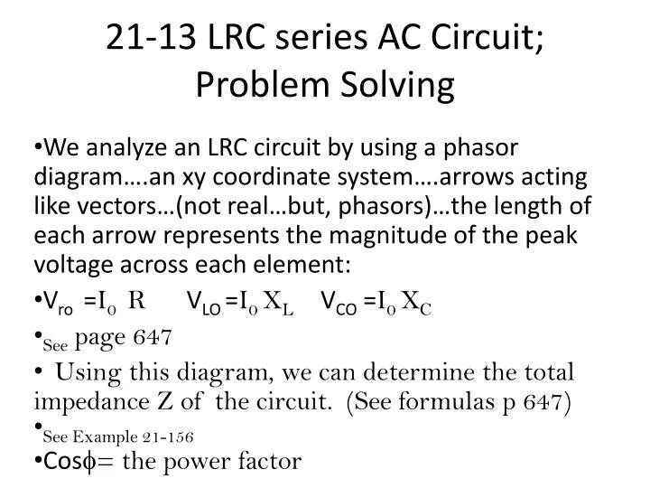 21 13 lrc series ac circuit problem solving