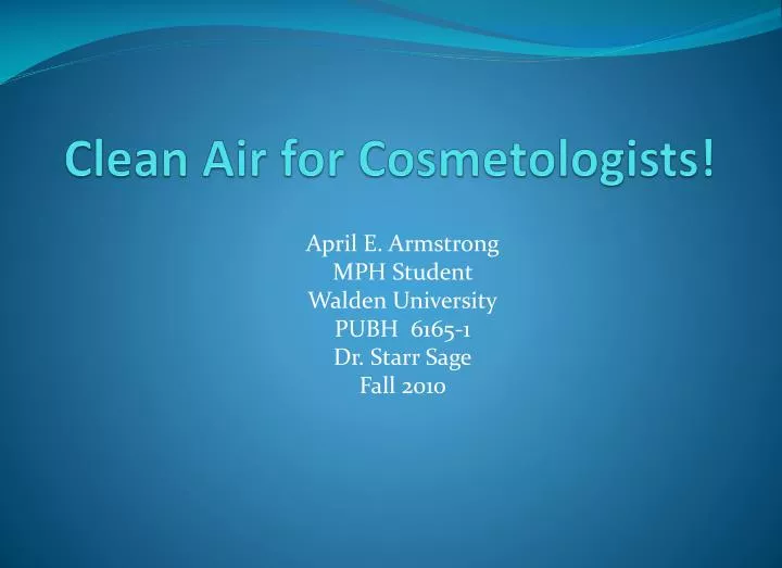clean air for cosmetologists