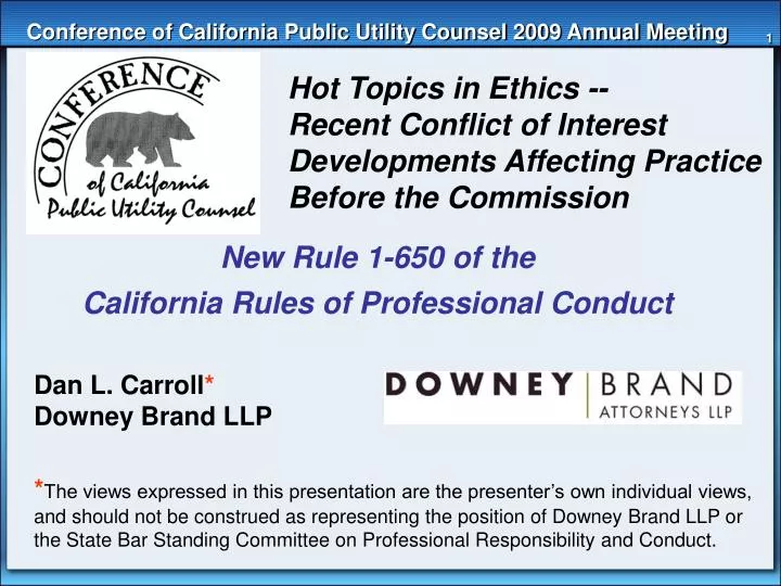 conference of california public utility counsel 2009 annual meeting