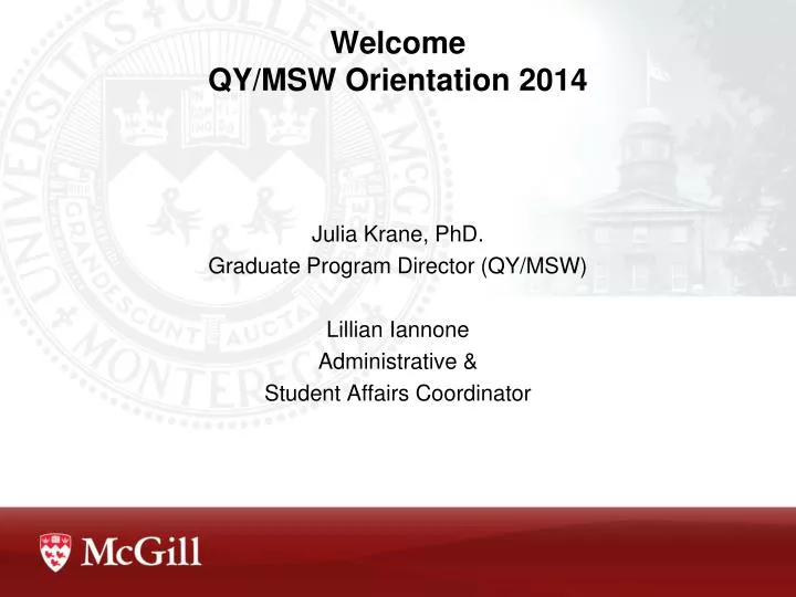 welcome qy msw orientation 2014