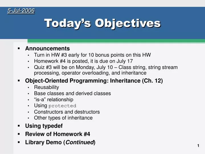 today s objectives