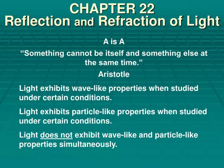 chapter 22 reflection and refraction of light