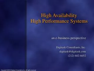 an e-business perspective Digitask Consultants, Inc. digitask@digitask (212) 682-6652
