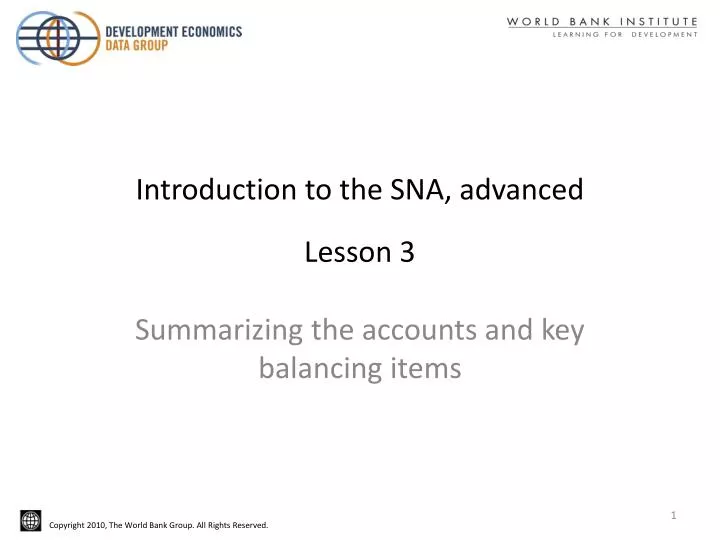 introduction to the sna advanced lesson 3