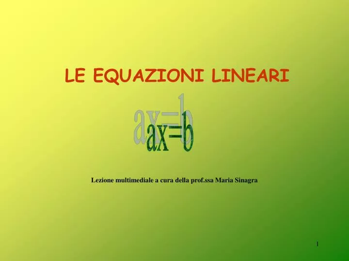 le equazioni lineari