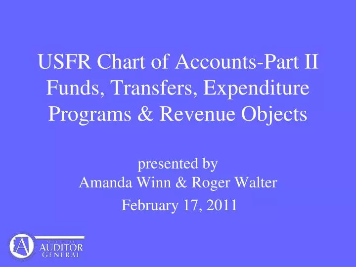 usfr chart of accounts part ii funds transfers expenditure programs revenue objects