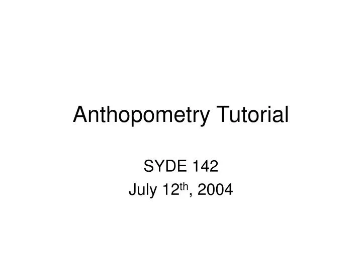 anthopometry tutorial