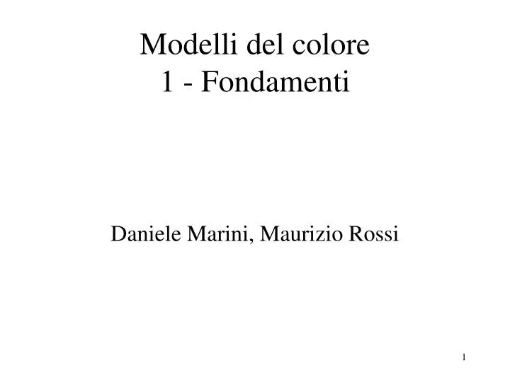 modelli del colore 1 fondamenti