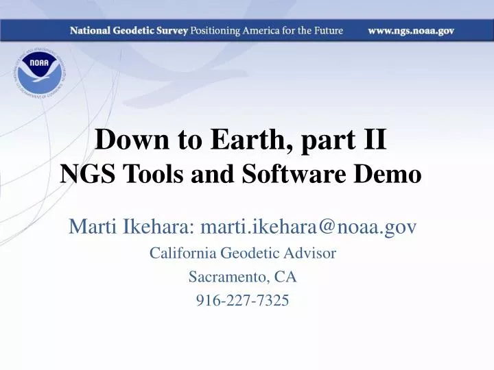 down to earth part ii ngs tools and software demo