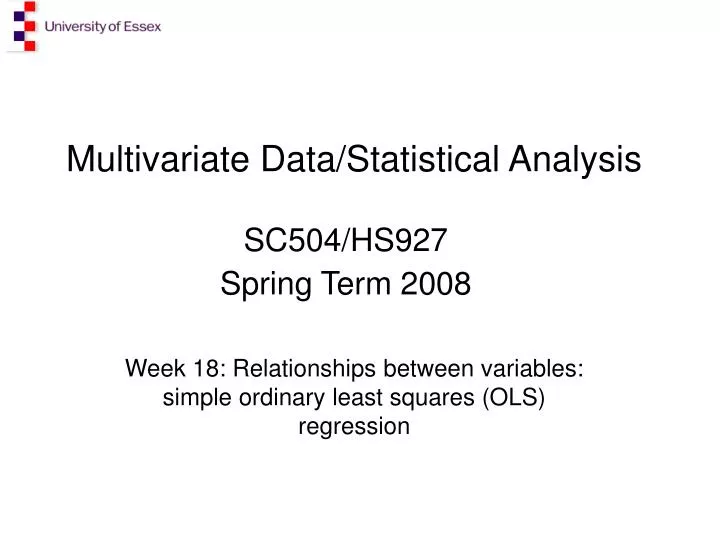 multivariate data statistical analysis