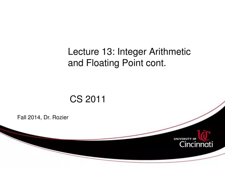 lecture 13 integer arithmetic and floating point cont