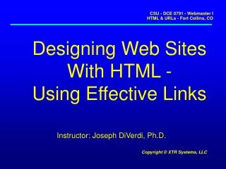 Designing Web Sites With HTML - Using Effective Links