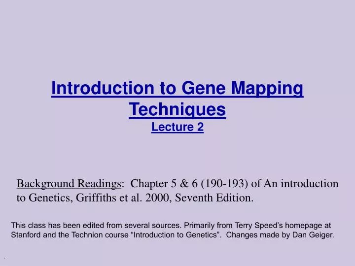 introduction to gene mapping techniques lecture 2