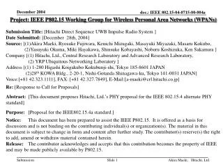 Project: IEEE P802.15 Working Group for Wireless Personal Area Networks (WPANs)