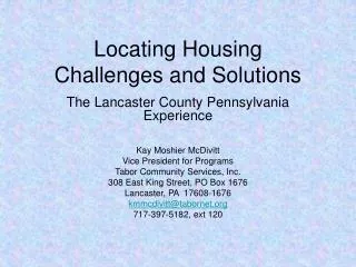 Locating Housing Challenges and Solutions