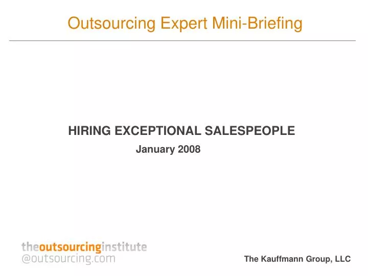 outsourcing expert mini briefing