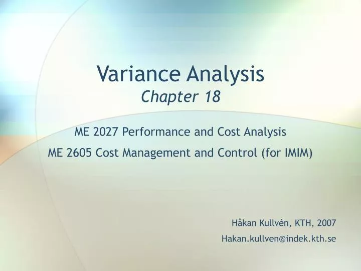 variance analysis chapter 18