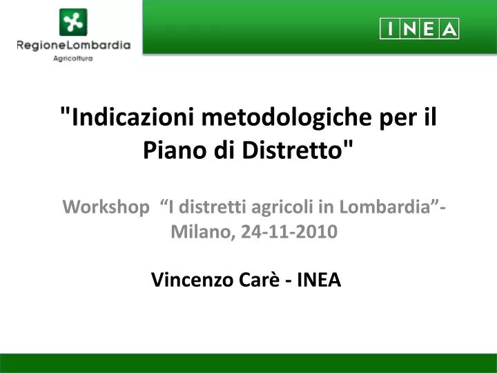 indicazioni metodologiche per il piano di distretto