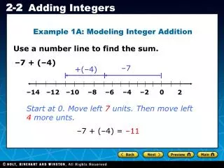 Use a number line to find the sum.