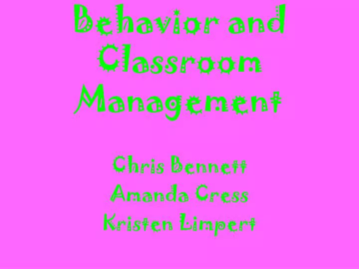behavior and classroom management