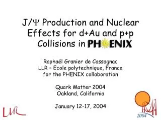 J/ ? Production and Nuclear Effects for d+Au and p+p Collisions in PHENIX