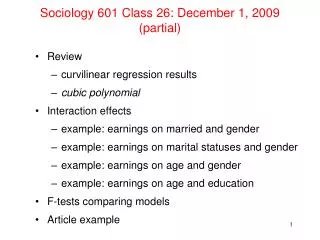 Sociology 601 Class 26: December 1, 2009 (partial)