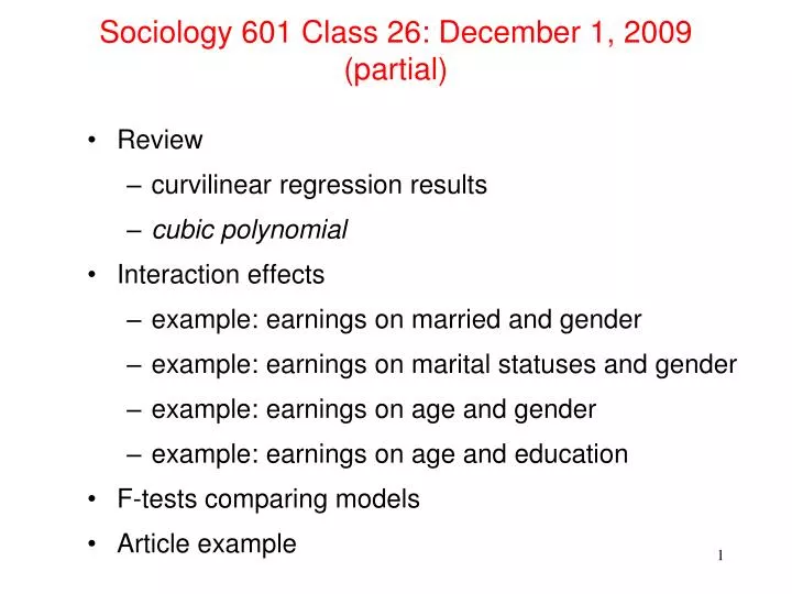 sociology 601 class 26 december 1 2009 partial