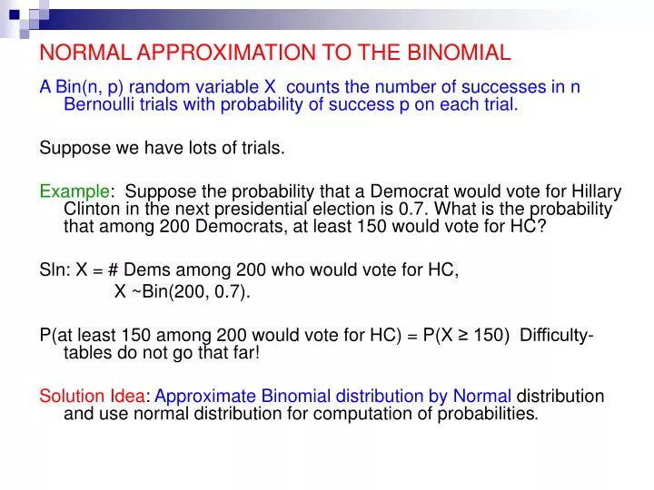 normal approximation to the binomial