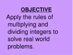 Integers: Solving Real World Problems & Evaluating Expressions - slide 1