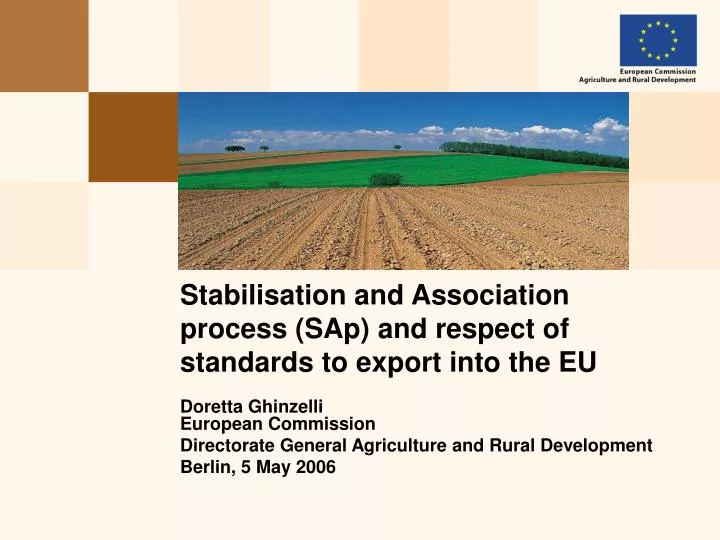 stabilisation and association process sap and respect of standards to export into the eu