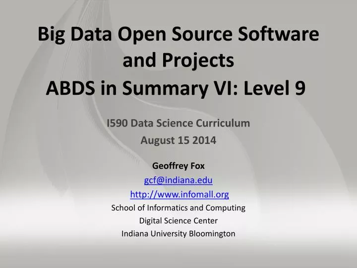 big data open source software and projects abds in summary vi level 9
