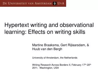 Hypertext writing and observational learning: Effects on writing skills