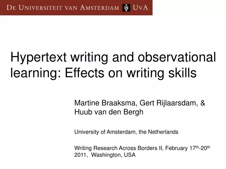 hypertext writing and observational learning effects on writing skills