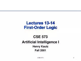 Lectures 13-14 First-Order Logic