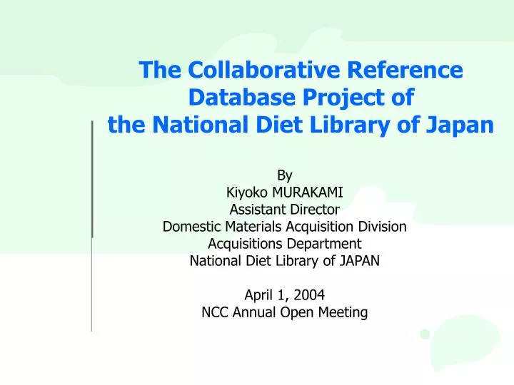 the collaborative reference database project of the national diet library of japan