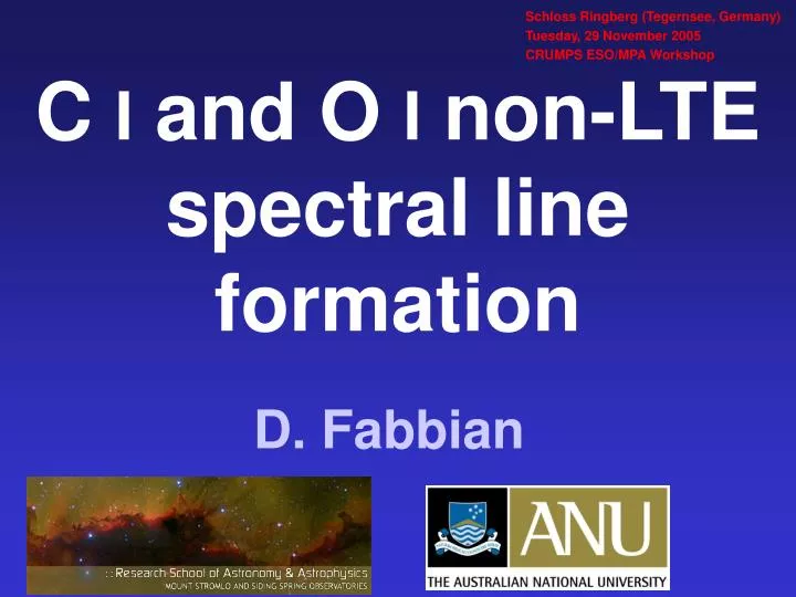 c i and o i non lte spectral line formation