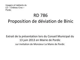 rd 786 proposition de d viation de binic